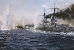 German Battleship SMS Markgraf firing on the British Fleet at the ...