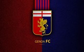 Genoa FC Italian football club, Serie A, emblem, logo, leather texture ...