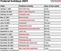 2021 Calendar Holidays And Observances Printable Images