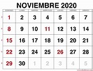 Calendario noviembre 2020 para imprimir - Calendarena