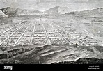 Engraving depicting a view of Salt Lake City, Utah. Dated 19th century ...