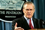 Former Protection Secretary Donald Rumsfeld, who oversaw Iraq battle ...
