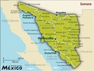 a map of mexico showing the location of hermosillo and its surrounding ...