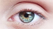 Macro Close-up eye blinking. Slow Motion, 120 fps. Young Woman is ...