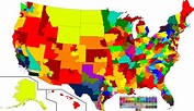Map of the USA with each state split into its congressional districts ...
