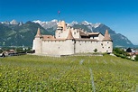Aigle, VD / Switzerland - 31 May 2019: the Historic Castle at Aigle in ...