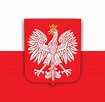 Poland flag with white royal eagle, coat of arms of Poland, vector ...