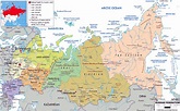 Grande mapa político y administrativo de Rusia con carreteras, ciudades ...