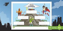 Superhero Themed Story Mountain Worksheet / Worksheet