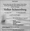 Traueranzeigen von Volker Schauenberg | trauer.kreiszeitung.de