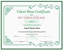 13+ Talent Show Certificate Templates | Free Printable Word & PDF ...
