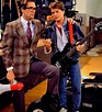Huey Lewis and Michael J Fox on the set of Back To The Future (1985 ...