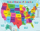 Colorful United States Of America Map Chart | America map, United ...