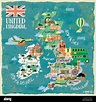 attraktive Großbritannien Reise-Karte mit Sehenswürdigkeiten Stock ...