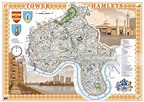 illustrated map of Tower Hamlets, London | Illustration by Mike Hall
