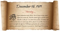 What Day Of The Week Was December 16, 1971?