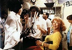 Johnny Depp, Tim Burton and Kathy Baker on the set of Edward ...