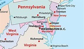 Mapa de Maryland - EUA Destinos