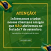 Comunicado de Feriado Independência do Brasil Social Media PSD Editável ...