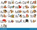 English Alphabet Abc Letter Set. Owl Teacher Learn Grammar Stock Vector ...