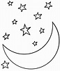 Moon At Starry Night Coloring Page : Coloring Sky