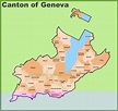 Canton of Geneva municipality map - Ontheworldmap.com