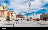 Woodsfield, Ohio, USA-Oct. 25, 2022: Townscape looking down Main Street ...