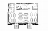 Fully Furnished Canteen, Autocad Plan - Free Cad Floor Plans
