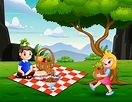 Illustration of children having a picnic in the park 7159707 Vector Art ...