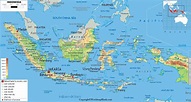 Labeled Map of Indonesia with States, Capital & Cities