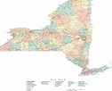 State Map of New York in Adobe Illustrator vector format. Detailed ...