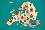 Descarga Vector De Diseño De Elementos De País De Mapa De Europa