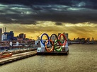 London Olympics 2012 Circles Floating On Thames River 1600x1200 DESKTOP ...