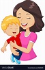illustration of Cartoon happy family mother holding son. Download a ...