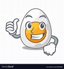 Thumbs up character hard boiled egg ready to eat Vector Image