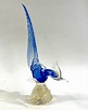 Lot - A Blue Art Glass Cockrill Figure with Gold Speckled Detail to Base