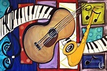 Guitar Saxophone Modern Contemporary | Music painting, Music artwork ...