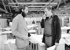 Richard Rogers e Renzo Piano nell’ufficio del cantiere del Centre ...