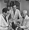 Scottish microbiologist Sir Alexander Fleming , on right, shows a ...