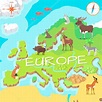 Europa Mapa isométrico con flora y fauna. Vector 2022