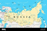 Rusia mapa político con capital de Moscú, las fronteras nacionales ...