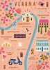 Verona | Illustrated map, Verona, Travel illustration