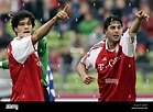 (dpa) - Bayern Munich's players Michael Ballack (L) and Claudio Pizarro ...