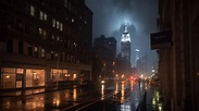 Una noche lluviosa en la ciudad de nueva york. | Foto Premium