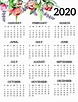 2020 Calendar Year At A Glance Printable