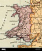 Original old map of Wales from 1875 geography textbook Stock Photo ...