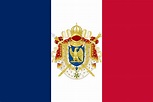 The flag of the First French Empire with the Imperial Coat of arms : r ...