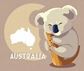 Lindo koala con mapa de australia | Vector Premium