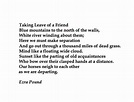 Ezra Pound, Taking Leave of a Friend. | Poems, Poetic devices, Poetry ...