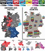 Map of the German federal election 2017, showing the winning party vote strength in the ...